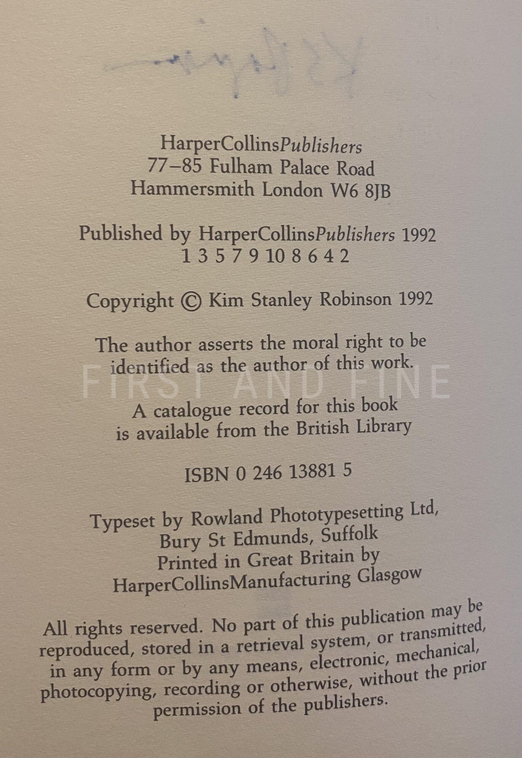 Robinson, Kim Stanley (1992) 'Red Mars', UK signed first edition - Image 3