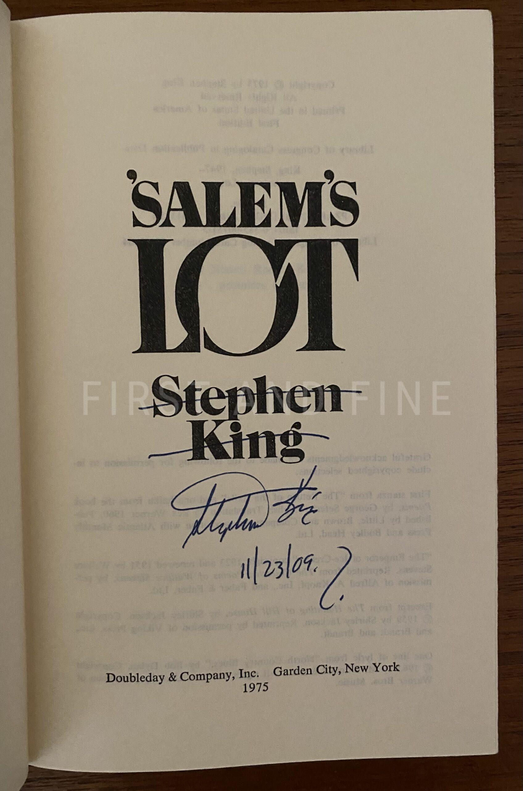 King, Stephen (1975) 'Salem's Lot', US signed first edition - Image 2