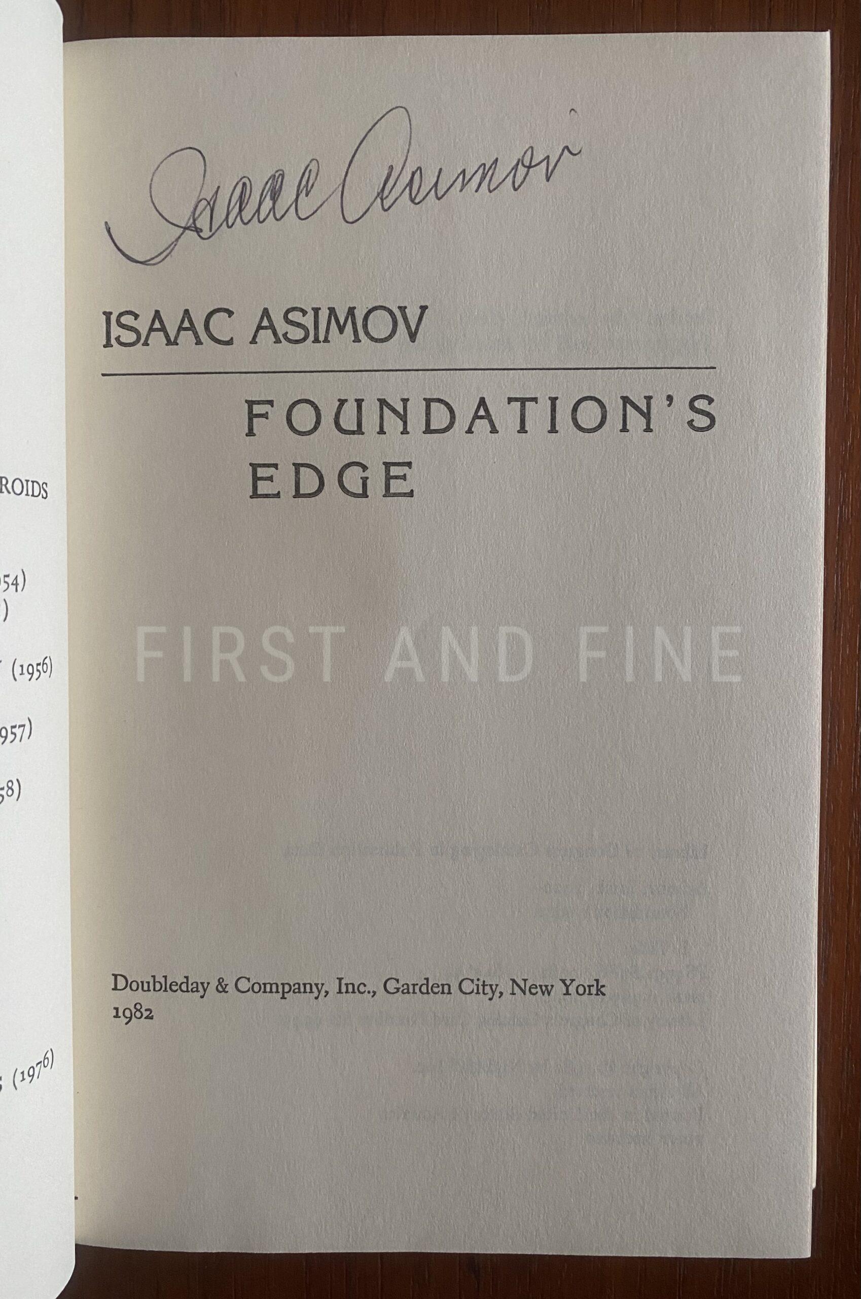 Asimov, Isaac (1982) 'Foundation's Edge', US signed first edition, first state - Image 2