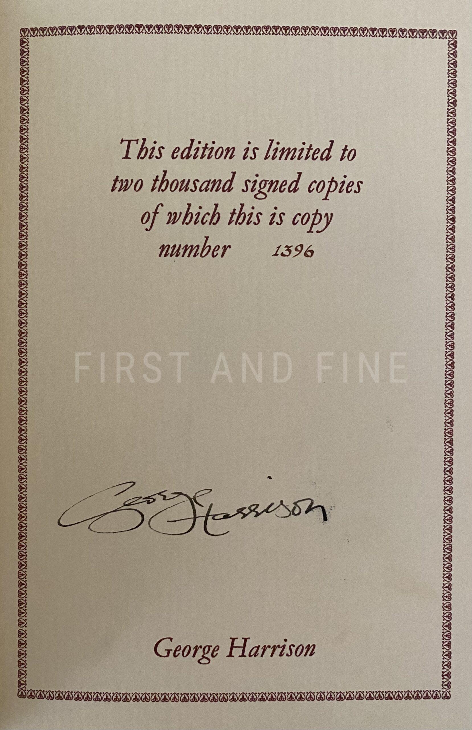 HARRISON, GEORGE (1980) ‘I, ME, MINE’, UK SIGNED LIMITED EDITION, PUBLISHED BY GENESIS PUBLICATIONS - Image 2