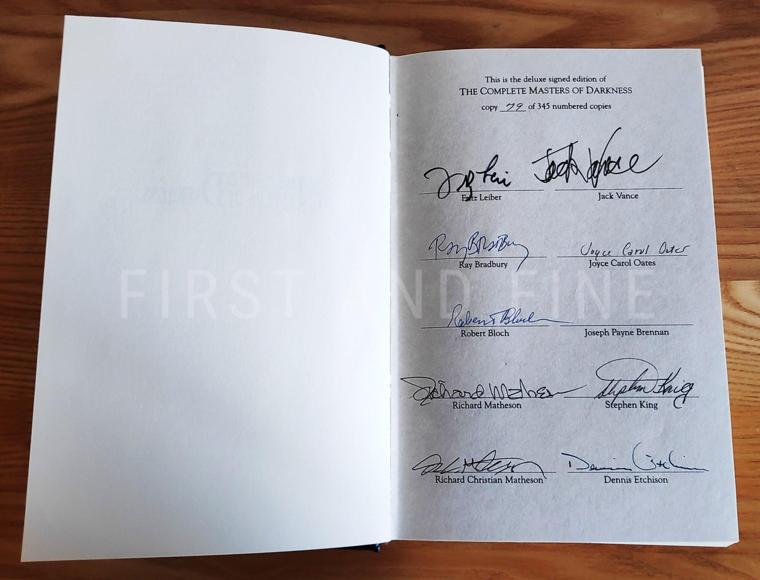 Etchison, Dennis (1991) 'The Complete Masters of Darkness', US signed limited edition, signed by Stephen King et al. - Image 2