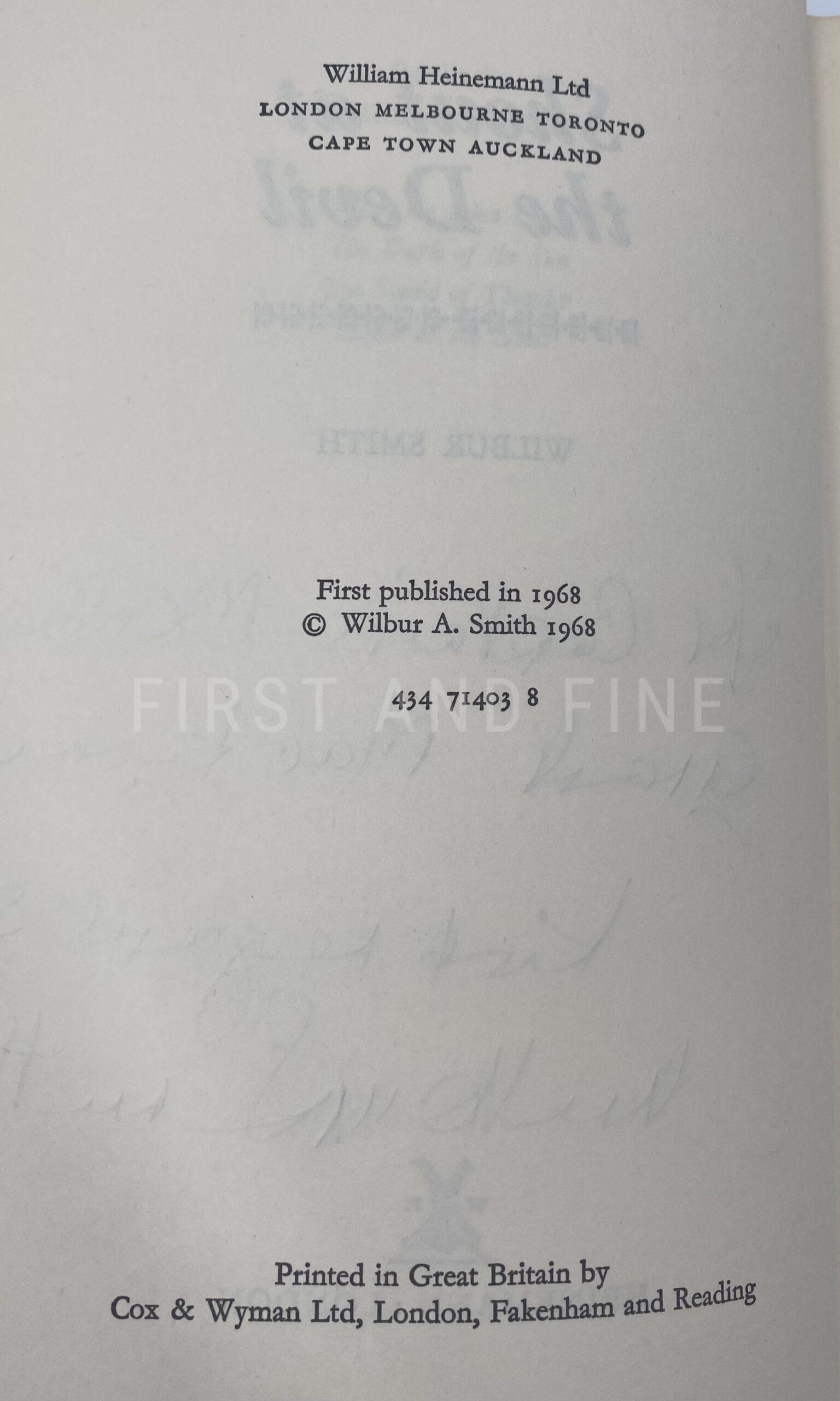 Smith, Wilbur (1968) 'Shout at the Devil', UK signed and inscribed first edition - Image 3