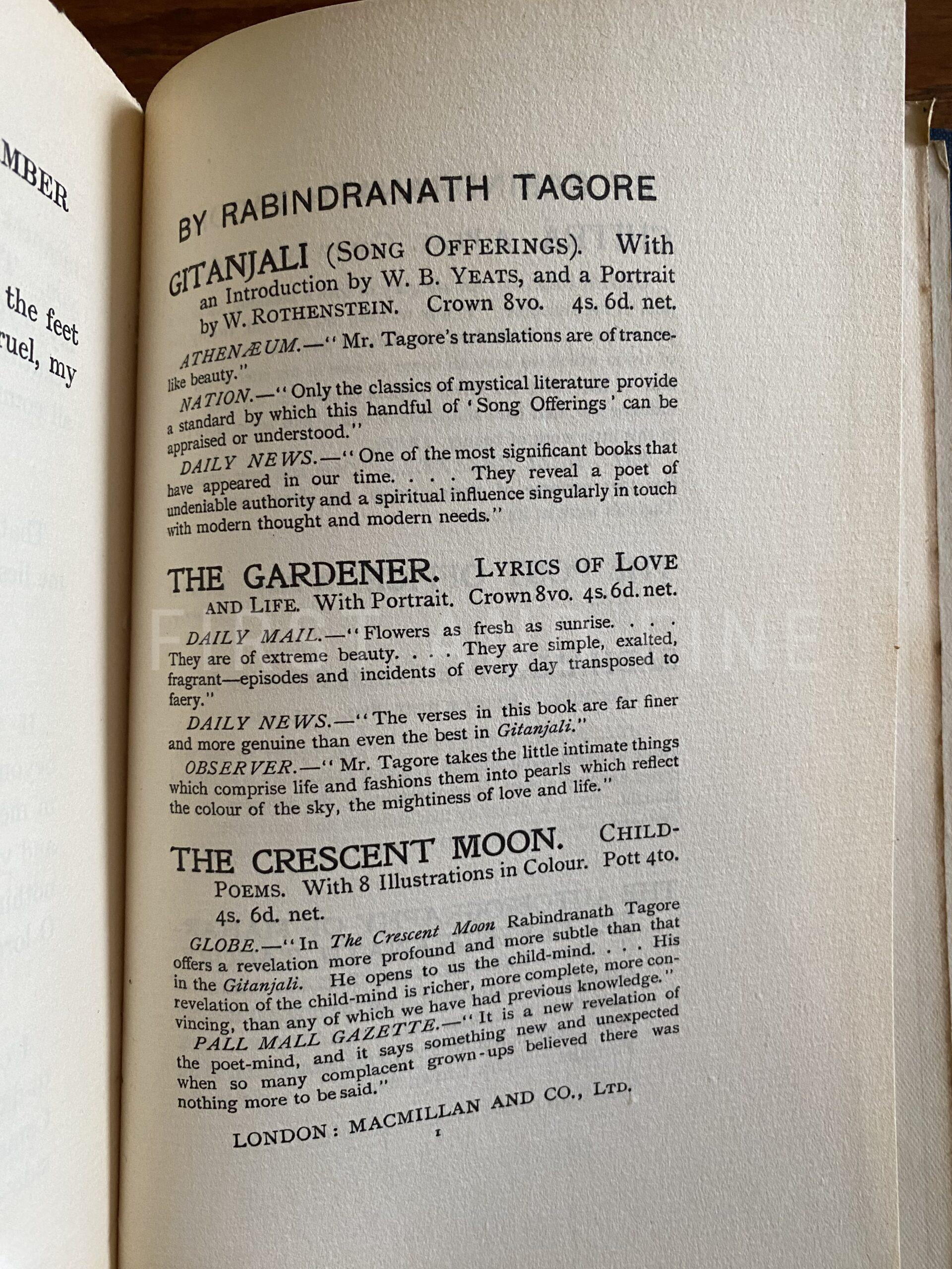 Tagore, Rabindranath (1914) 'The King of the Dark Chamber', UK first edition - Image 4