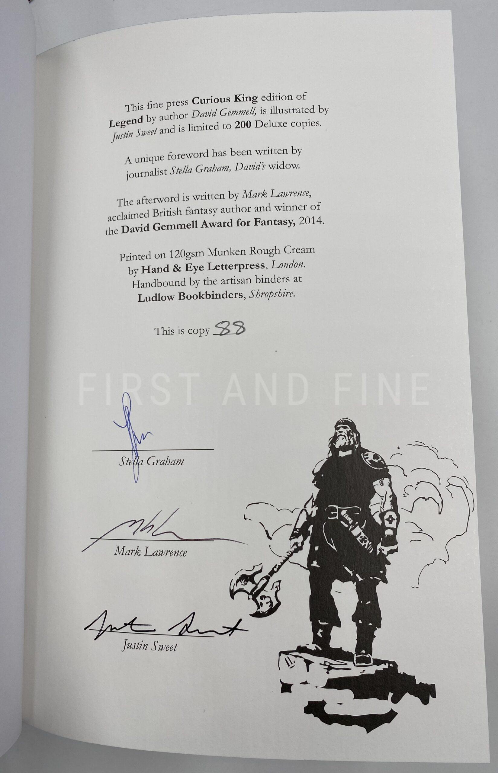 Gemmell, David (2025) 'Legend', UK signed limited edition - Image 2