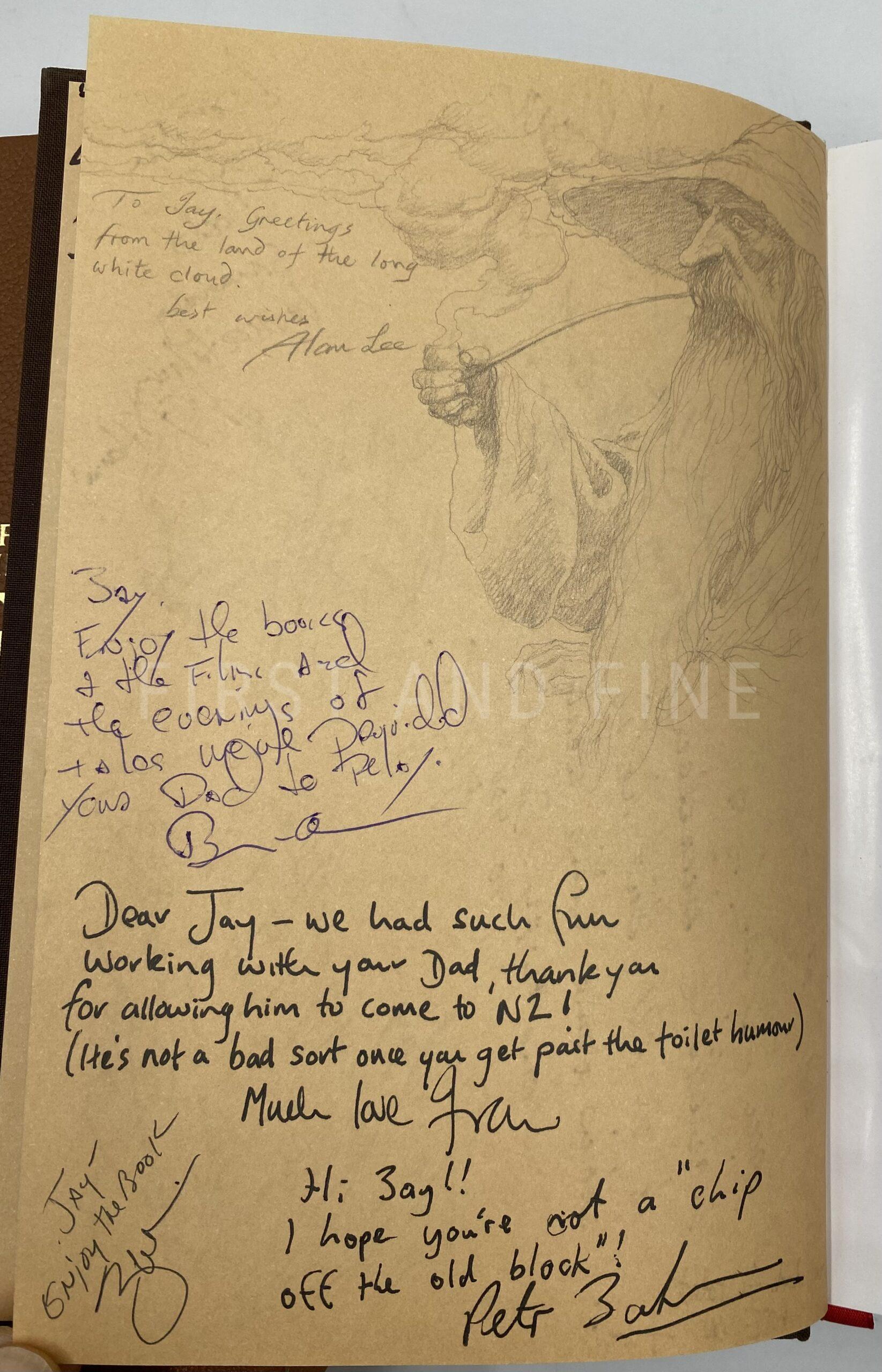 Tolkien, J.R.R. (1991) 'The Lord of the Rings', UK illustrated edition, association copy signed by the major film cast and production team with original drawing by Alan Lee - Image 3