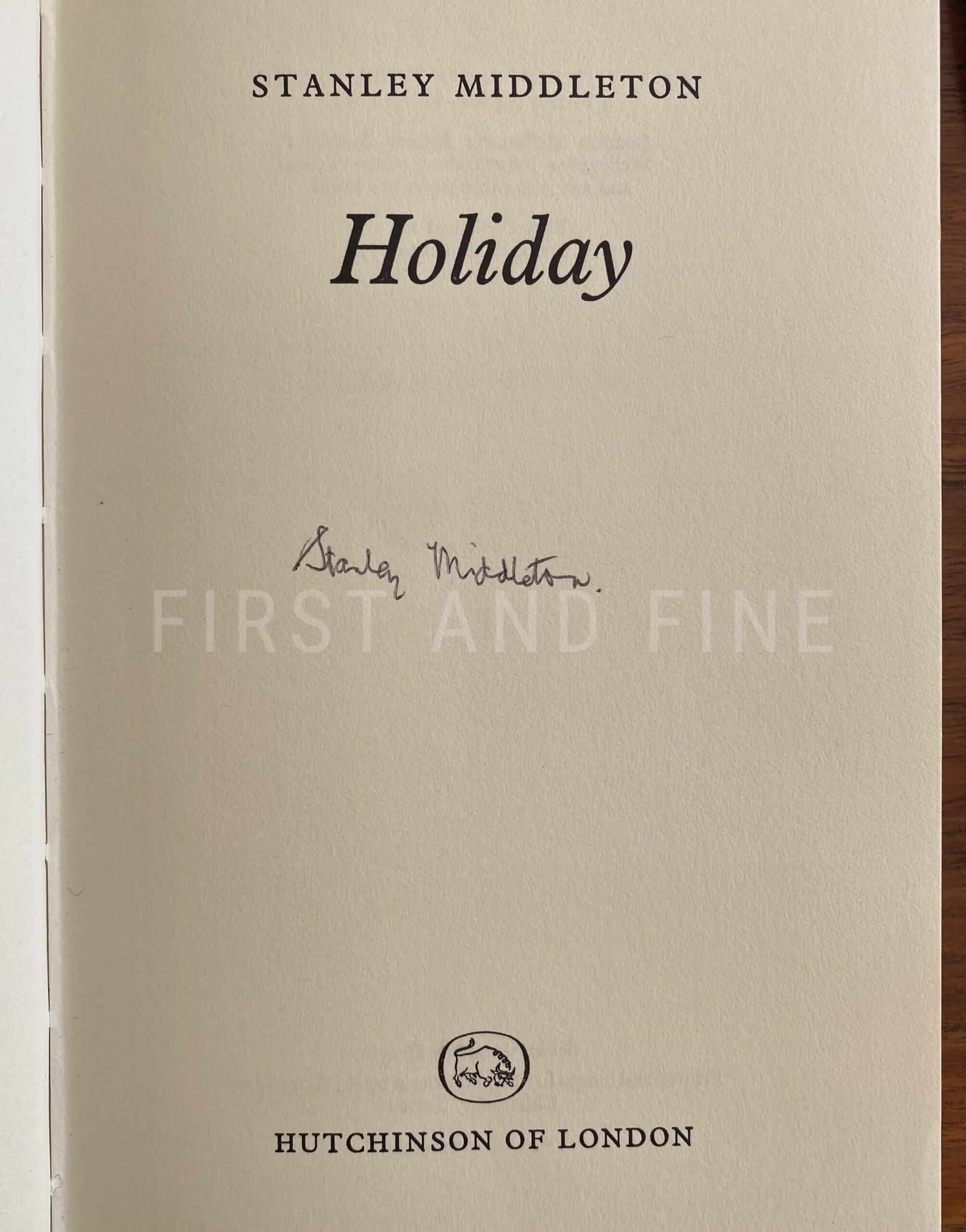 Middleton, Stanley (1974) 'Holiday', UK signed first edition - Image 2
