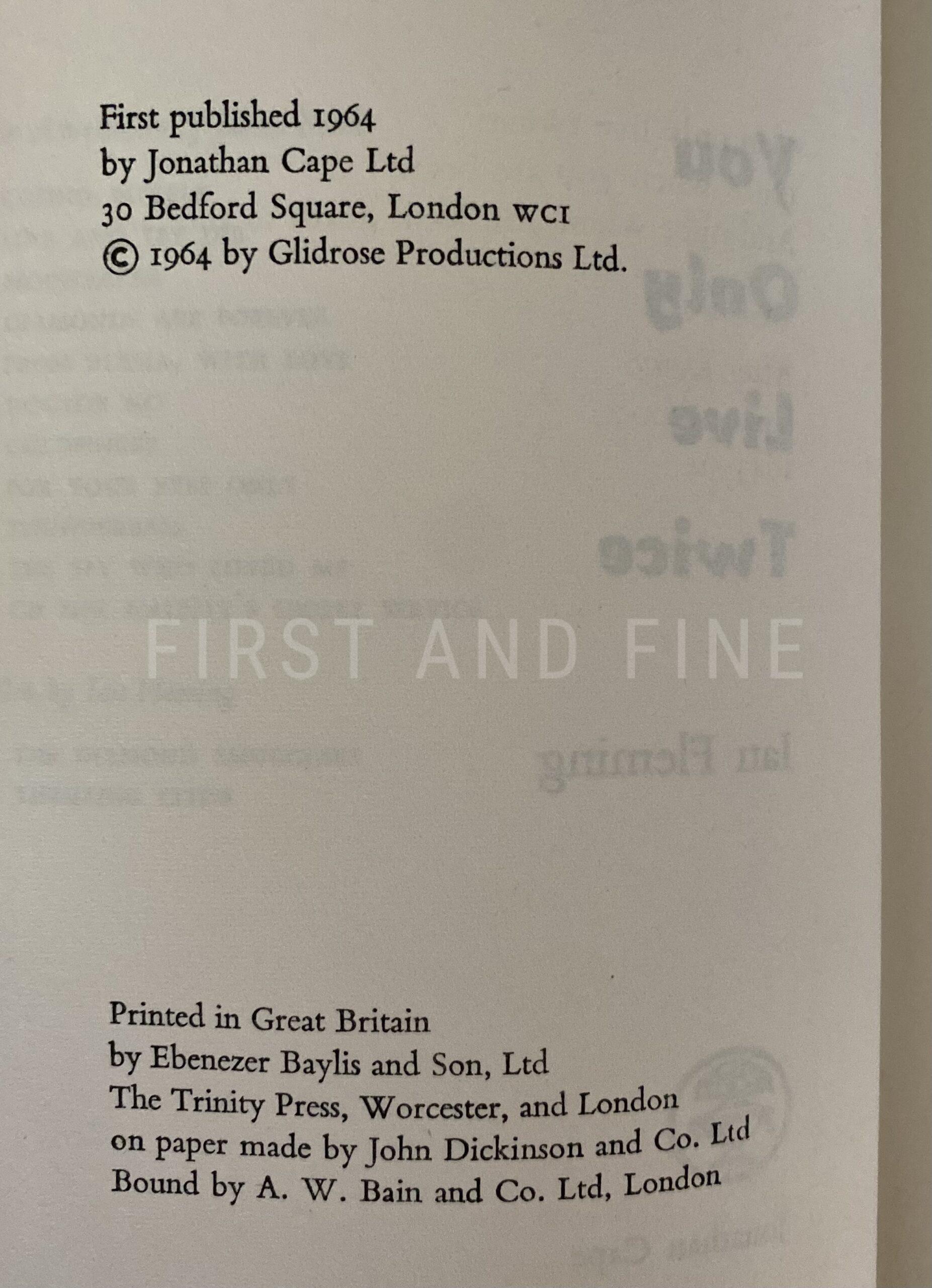 Fleming, Ian (1964) 'You Only Live Twice', UK signed first edition - association copy inscribed to James Bond film director Terence Young - Image 3