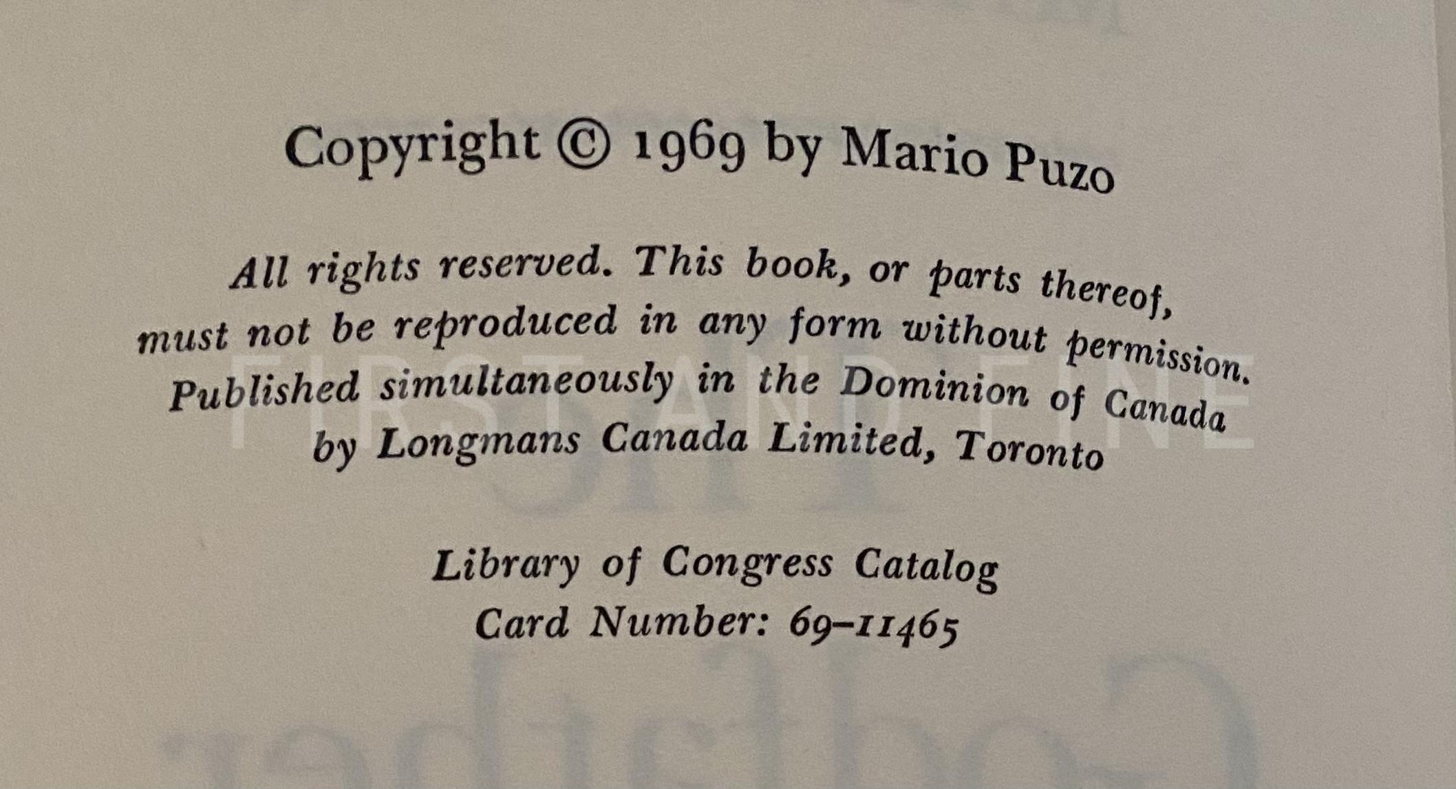 Puzo, Mario (1969) 'Godfather', US signed and inscribed first edition association copy - Image 3