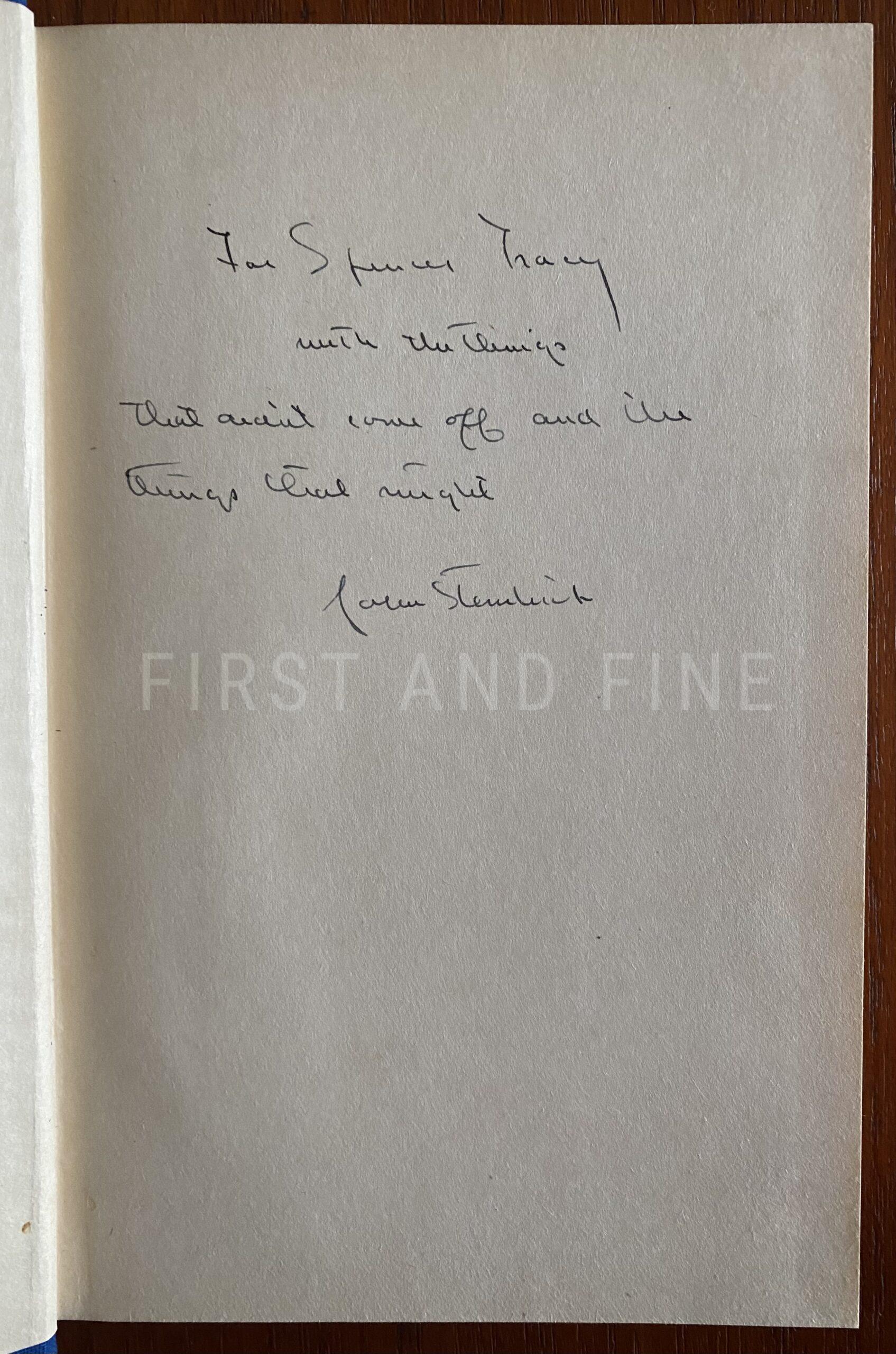 Steinbeck, John (1942) 'The Moon is Down', US signed and inscribed first edition - associastion copy inscribed to Hollywood legend Spencer Tracy - Image 2
