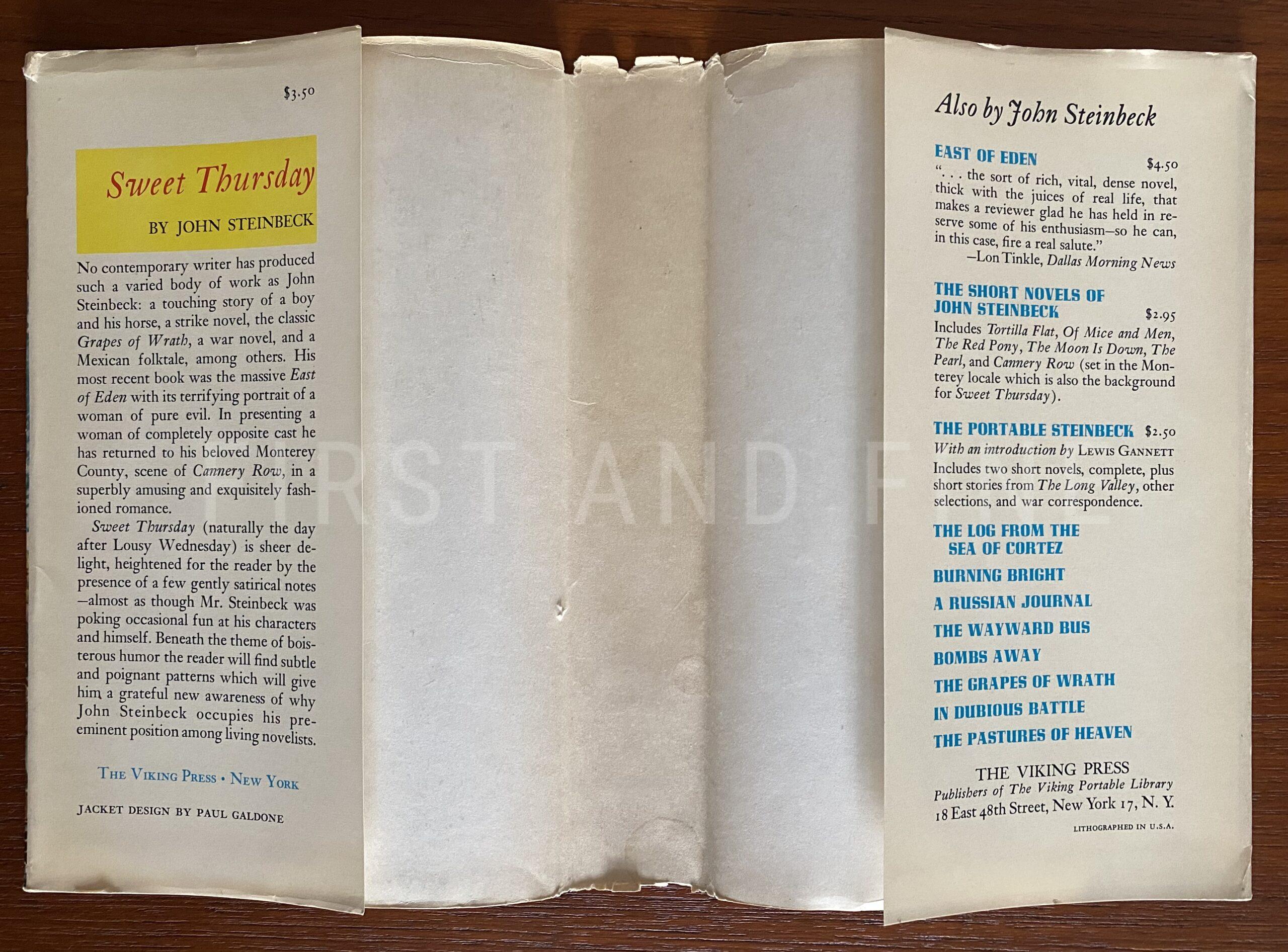 Steinbeck, John (1954) 'Sweet Thursday', US signed and inscribed first edition - association copy inscribed to Steinbeck's typist and lover - Image 12