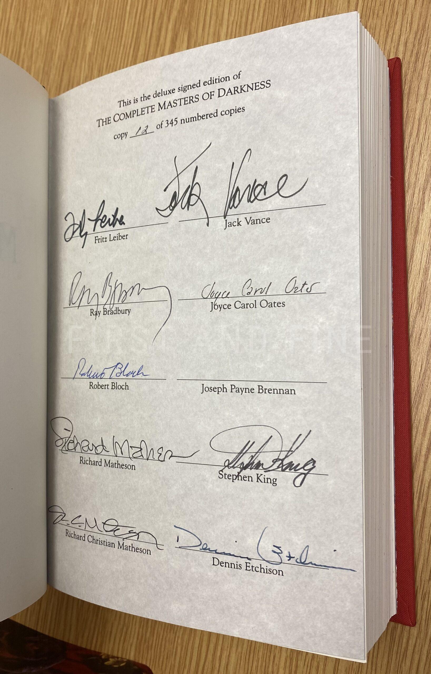 Etchison, Dennis (1991) ‘The Complete Masters of Darkness’, US signed limited edition with low limitation number, signed by Stephen King et al. - Image 2