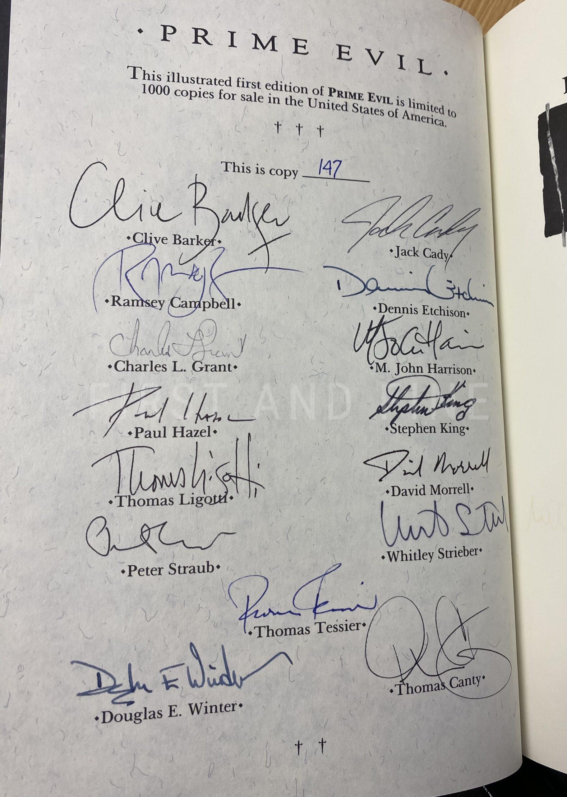 Winter, Douglas (editor, 1988); King, Stephen (author et al) 'Prime Evil', US signed limited edition - Image 2