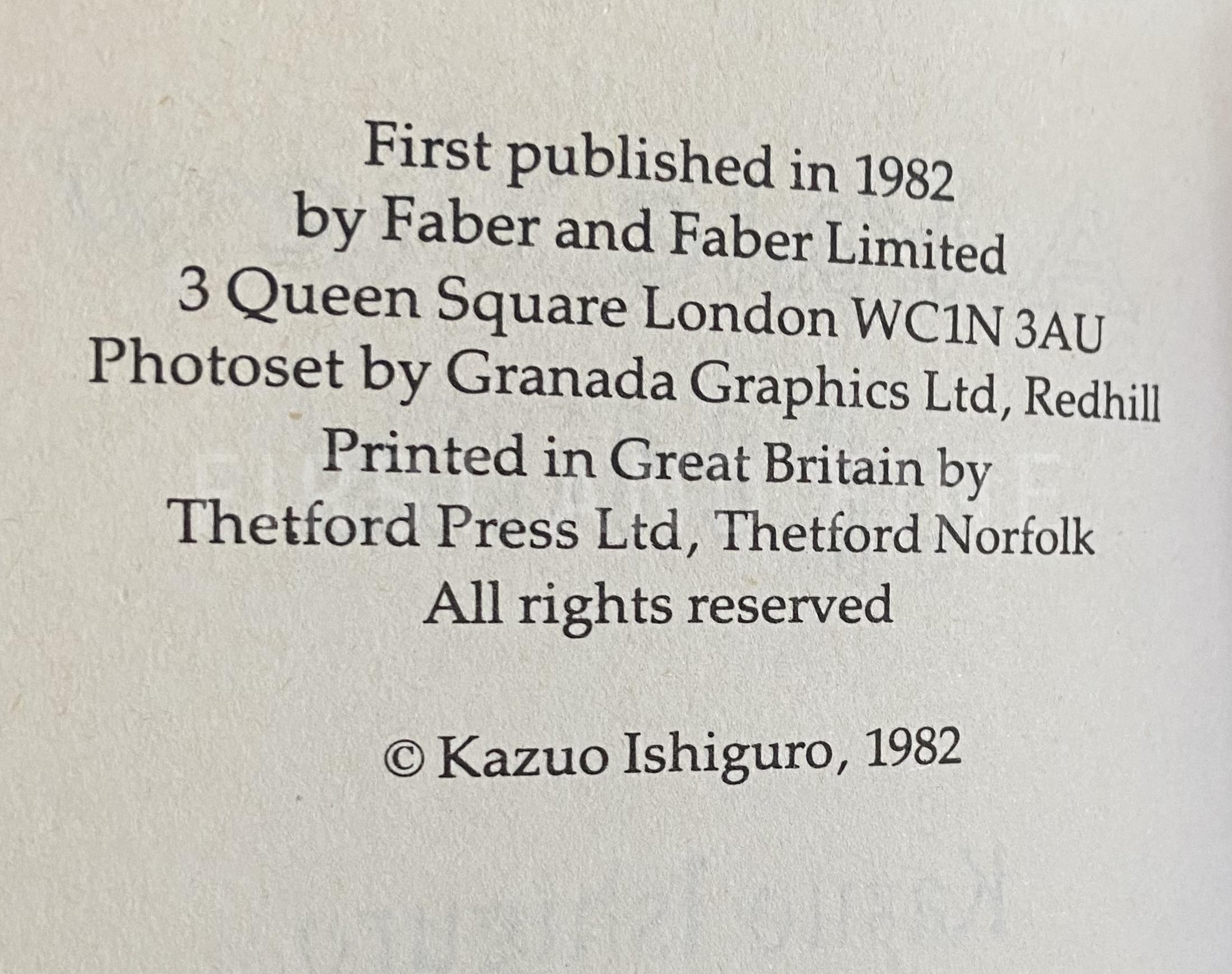 Ishiguro, Kazuo (1982) 'A Pale View of Hills', UK signed first edition - Image 3