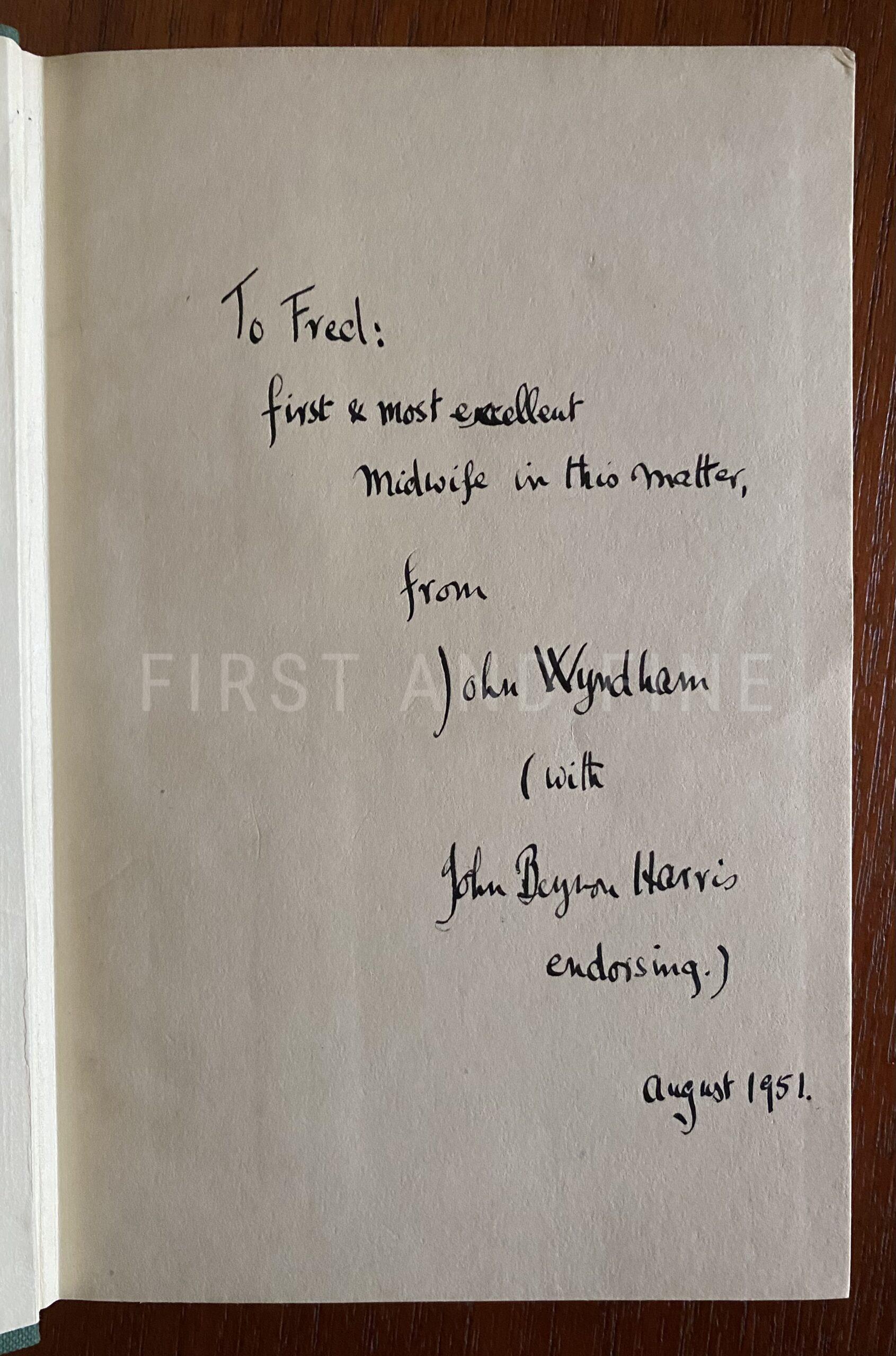 Wyndham, John (1951) 'The Day of the Triffids', UK signed and inscribed first edition association copy - Image 2
