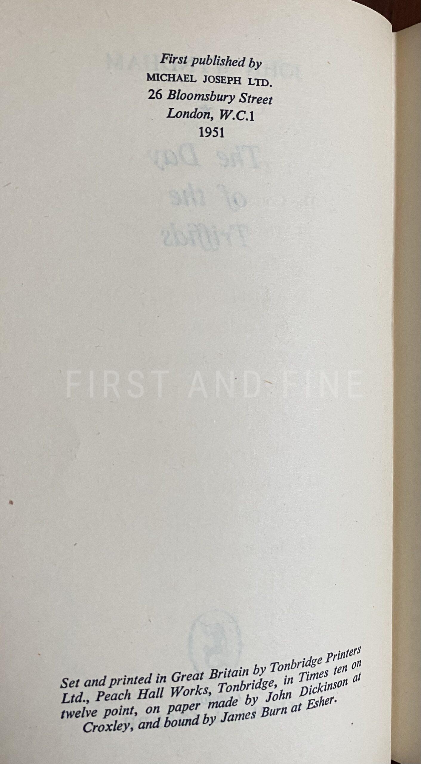 Wyndham, John (1951) 'The Day of the Triffids', UK signed and inscribed first edition association copy - Image 3