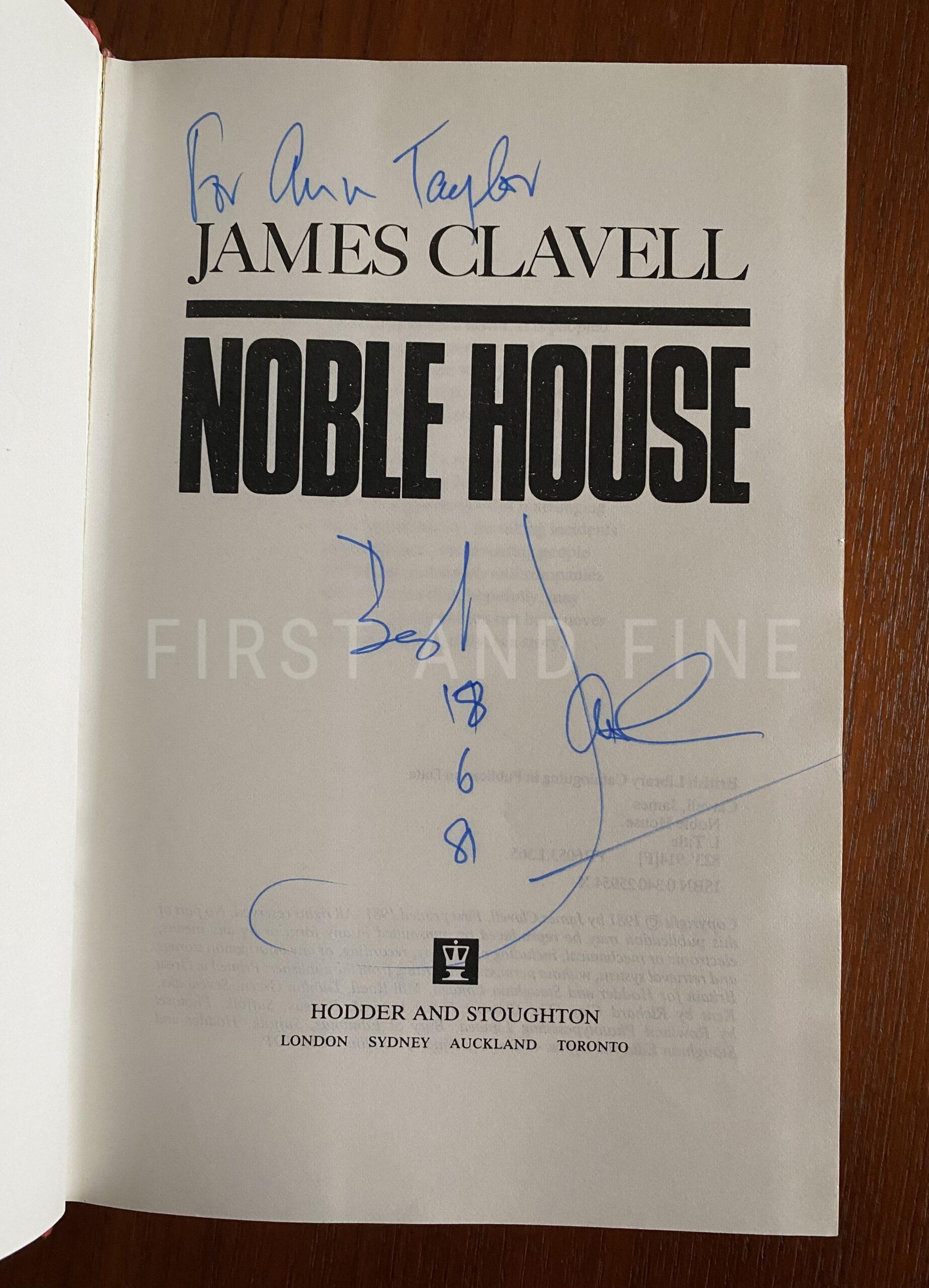 Clavell, James (1981) 'Noble House', UK signed and inscribed first edition - Image 2