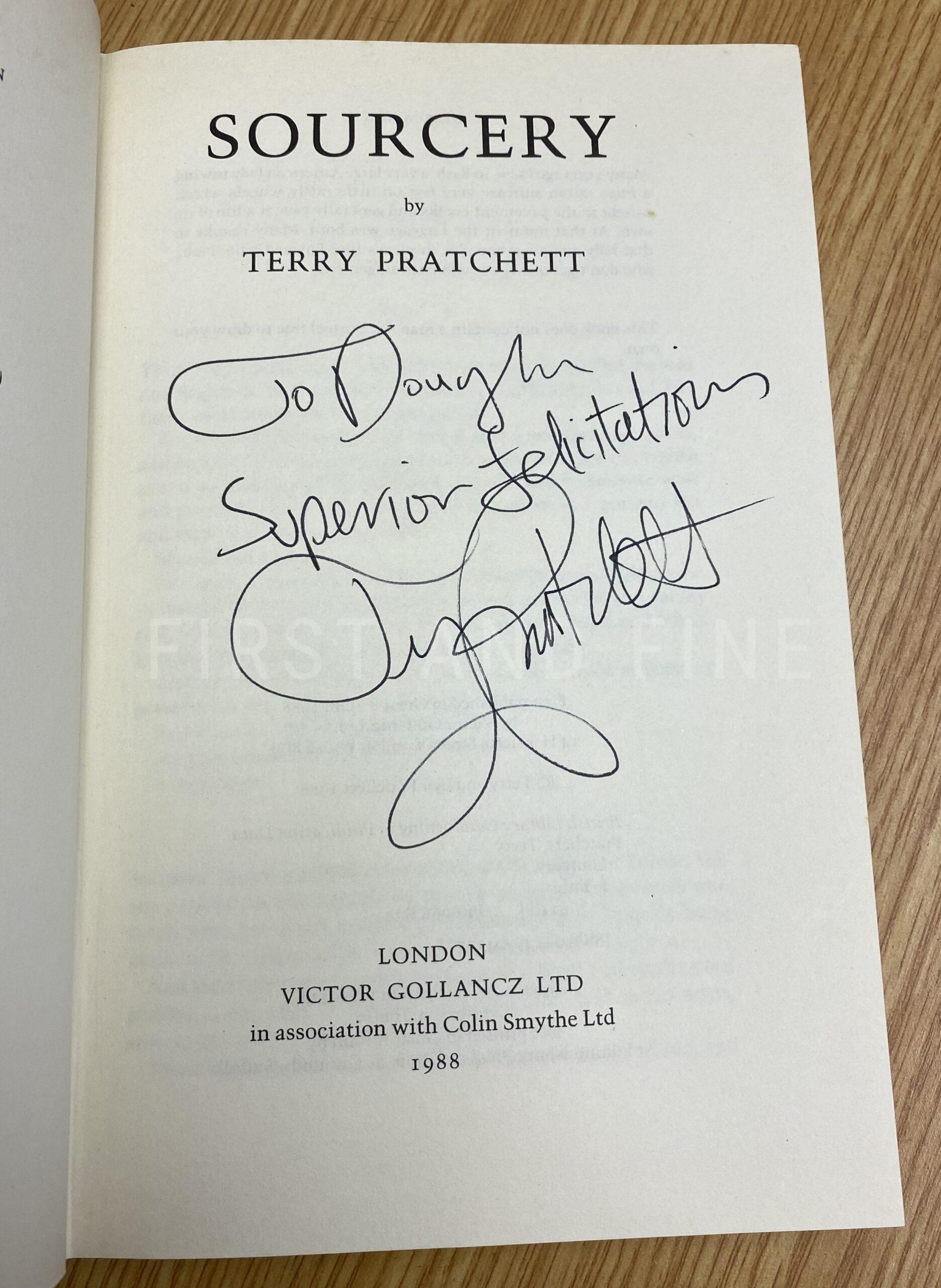 Pratchett, terry (1988) 'Sourcery', UK signed and inscribed first edition - Image 2