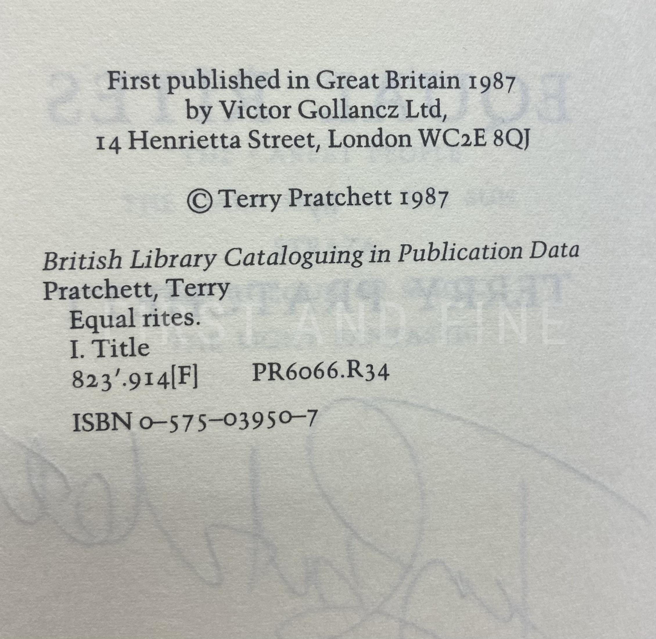 Pratchett, Terry (1987) 'Equal Rites', UK signed first edition - Image 3