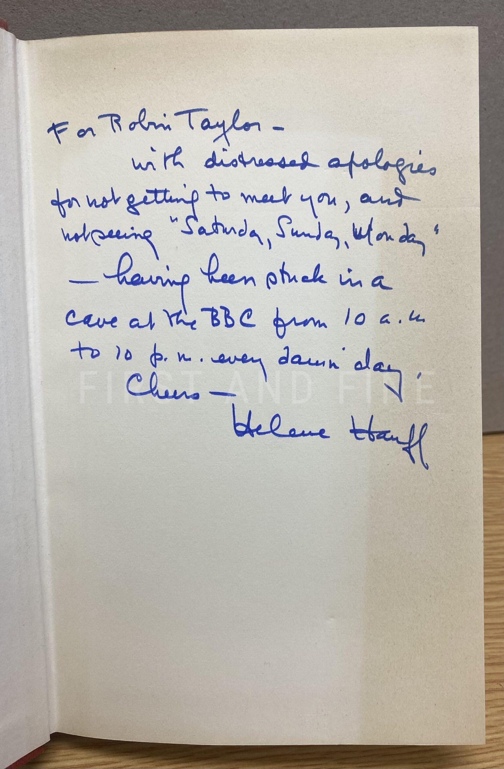 Hanff, Helene (1971) '84, Charing Cross Road', UK signed and beautifully inscribed first edition with provenance - Image 2