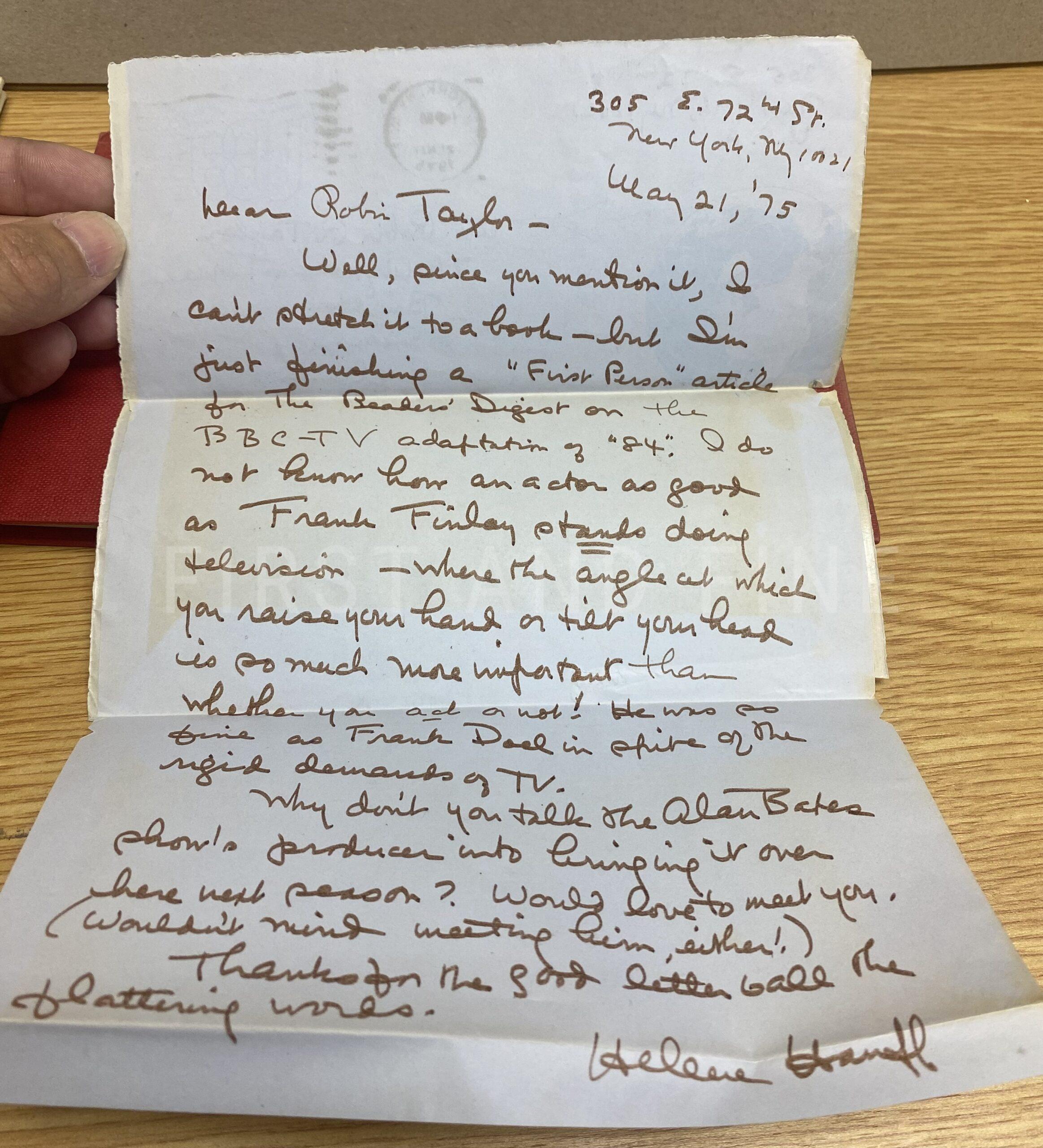 Hanff, Helene (1971) '84, Charing Cross Road', UK signed and beautifully inscribed first edition with provenance - Image 4