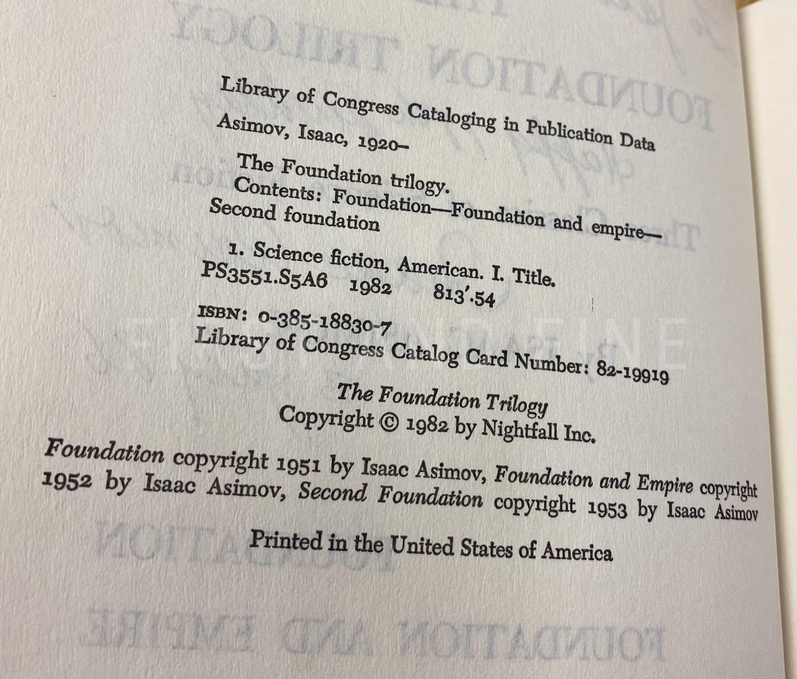 Asimov, Isaac (1982) 'The Foundation Trilogy', US first anthology edition - Image 3